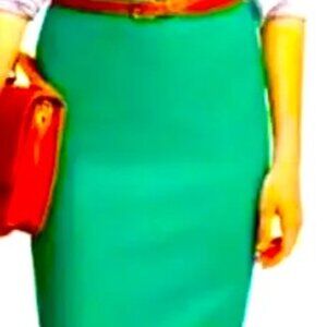 J CREW No 2 Pencil Skirt Kelly Green Cotton Twill - Size 8  FREE SHIPPING